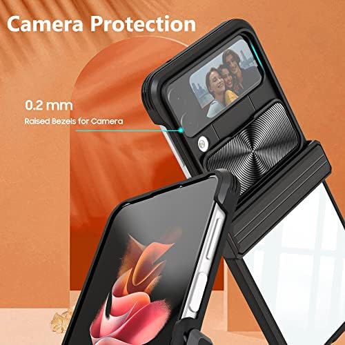 Kompatibilis a Samsung Galaxy Z Flip 4 5G(2022) Telefon Esetében,Zsanér Védelem Dia Kamera Adatvédelmi Fedél Átlátszó Védő