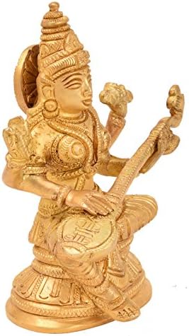 BHARAT HAAT Réz Ül sarasvati jó Befejező Indiai Vallási Gyűjthető Művészeti BH05199