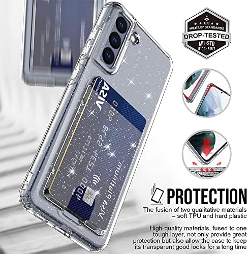 wegoodsun tok Samsung Galaxy S21 FE Pénztárca,Kártya-tartó Csillogó, Fényes, Vékony Tervező Tárca Védelmi Telefon Esetében(Csillámos