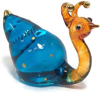 2 Hosszú Kék Csiga Fújt Üveg Figura Állat Kristály Miniatűr Szobor Gyűjthető Figura Dekoráció
