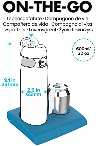 Ion8 szivárgásmentes Slim Víz, Üveg, Rozsdamentes Acél, Lámák, 600 ml 20 oz