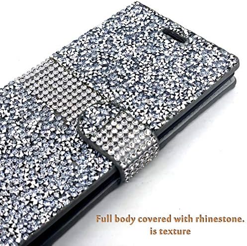 PinyCase Bling Strasszos Pénztárca tok Samsung Galaxy Note 20 Ultra Csillogó Állni Szikrázó Kristály Gyémánt Flip Card Slot
