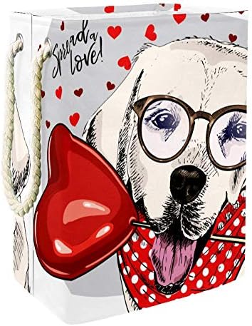 Inhomer Kézzel Rajzolt Labrador Retriever Szív Alakú Baloon 300D Oxford PVC, Vízálló Szennyestartót Nagy Kosárban a Takaró