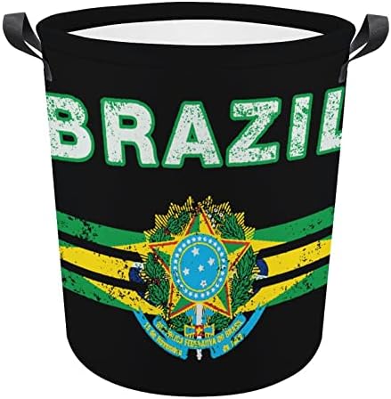Brazil Zászló Nyomtatott Szennyes Kosár fogantyúval Vízálló Összecsukható Kerek Ruhát Akadályozza Táska Tároló Szervező