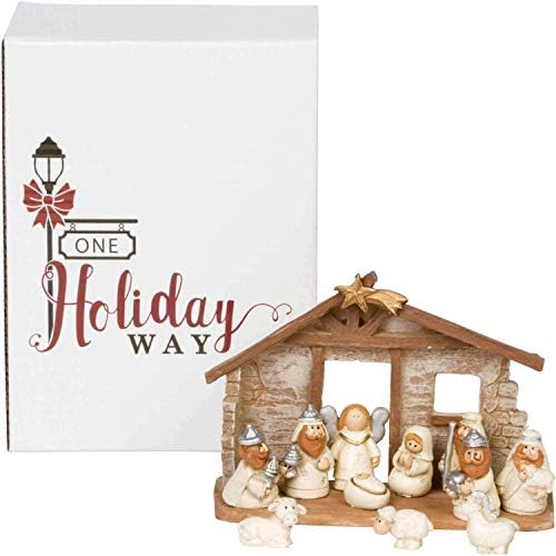 Egyetlen Ünnep, Így 6-os Miniatűr Rusztikus Fehér Gyerekek Karácsonyi Betlehem a Bölcsőde, 12 Adatok - Kis Mini Dekoratív