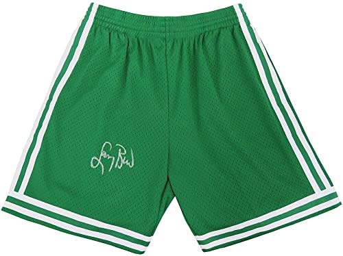 Larry Bird Aláírt Boston Celtics Zöld 1985-86 Stílus Mitchell & Ness-i NBA Kosaras Nadrág - Dedikált Kosárlabda