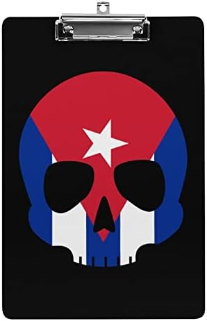 Kubai Zászló Koponya Akril Vágólapra Hordozható Klip Táblák, Alacsony Profil, Fém Klip Testület a Home Office