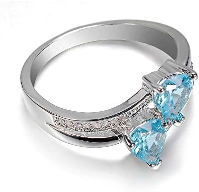 (Kék Tudom) Divat Kerek Vágott Smaragd, Topáz Nők Esküvői Gyűrű, 925 Ezüst Ékszerek Sz 6-10 (8)
