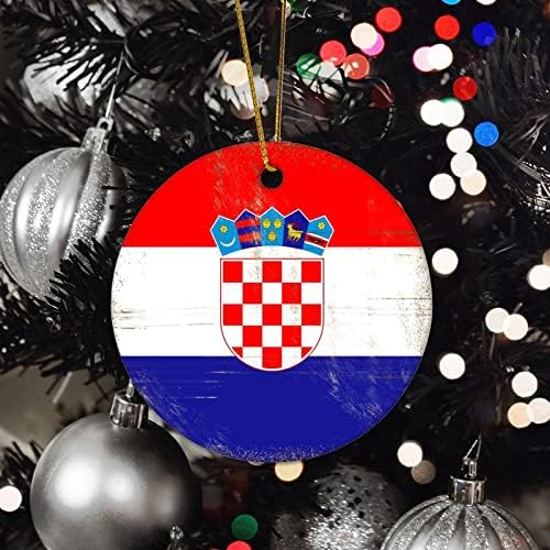 Karácsonyi Kerámia Dísz Horvát Zászló Karácsonyi Dísz Ország Zászlók Porcelán Dísz Vicces Karácsonyi Memrable Dísz, Ajándék,