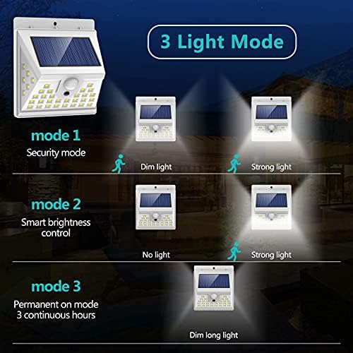 LANSOW Napenergia Mozgásérzékelő Lámpa Kültéri, [6 Csomag/3 Mód/40 LED] Kültéri Világítás, Napelemes Lámpákat Vezeték nélküli