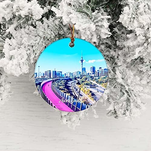 Auckland Díszek Kétoldalas Dísz Megemlékező Dísze a karácsonyfa Dísz Lóg Tartozékok,3 Inch