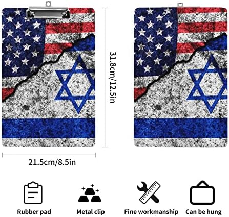 USA, Izrael, Egy Repedt Divat Vágólapra Letter Méretű Dekorációs Papírok, Alacsony Profil, Fém Klip 9 X 12,5