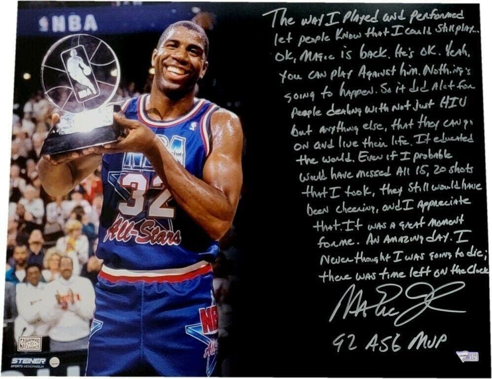 Magic Johnson Kézzel Aláírt 16x20 Fotó W/ 1992 ASG játék Történet HŰ! Steiner Fan - Dedikált NBA-Fotók
