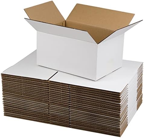 SUNLPH Fehér Szállítási Dobozok 10x7x5 Hüvelyk Kis Hullámpapír Doboz, 25 Csomag