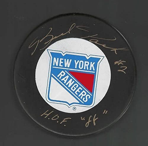 Brad Park Aláírt & Írt a New York Rangers Árok Puck - Dedikált NHL Korong