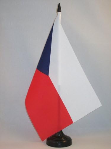 AZ ZÁSZLÓ cseh Köztársaság Táblázat Zászló 5 x 8 - cseh Asztal Zászló 21 x 14 cm - es, Fekete Műanyag pálca, Bázis