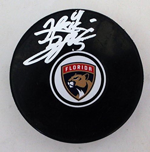 Henrik Borgstrom Aláírta a 2018-as Florida Panthers Autogramot Korong w/COA 1 - Dedikált NHL Korong