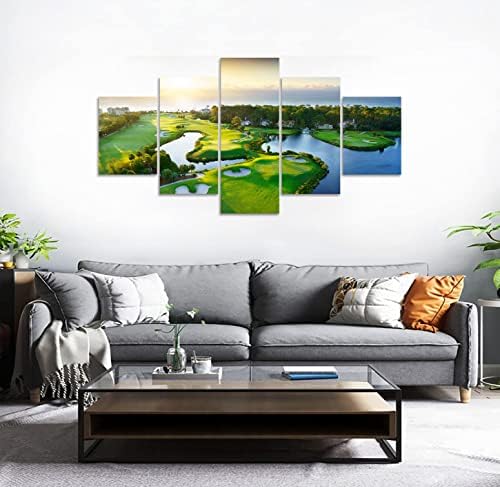Golfpálya Wall Art Napkelte Vászon Festmény Sport Poszter Nyomatok Keretes Kép Nappali, Hálószoba, Iroda Pince lakberendezés