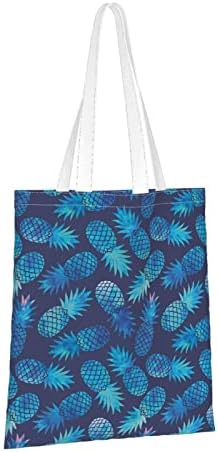 ELBULL Kék Ananász Nyomtatás Táskák Újrafelhasználható táska Nagy Kapacitású Női Vászon Tote Bags Újrafelhasználható Élelmiszerbolt