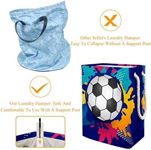 MAPOLO Szennyesben Futball-Labda Kék Összecsukható Vászon Szennyes Tároló Kosár fogantyúval, Levehető Zárójelben Jól Tartja