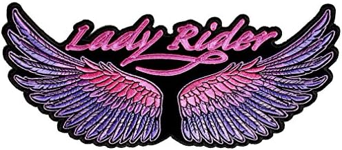 Bőr Legfelsőbb Lady Rider-Rózsaszín, Lila Szárnya Hímzett Motoros Javítás-Rózsaszín-Nagy