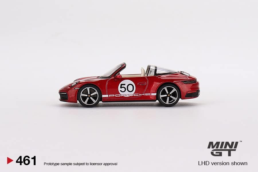 Igaz Skála Miniatúrák Modell Autó Kompatibilis Porsche 911 Targa 4S Cseresznye Piros Limitált 1/64 Fröccsöntött Modell Autó