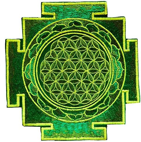 ImZauberwald Virág az Élet szent geometria hímzés ~7inch zöld folt yantra