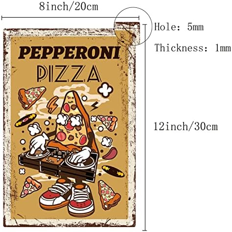 CREATCABIN Pepperoni Pizza Jel Fém Adóazonosító Jel Vintage Retro Zene Emléktábla Poszter, Bár, Pub, Garázs, gyorsétterem,