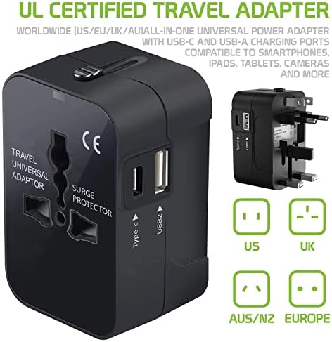 Utazási USB Plus Nemzetközi Adapter Kompatibilis BLU Stúdió G2 HD Világszerte Teljesítmény, 3 USB-Eszközök c típus, USB-A