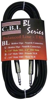 A CBI BL2A 1/4 TRS, Hogy 1/4 TRS Kiegyensúlyozott Gitár, Hangszer Kábel, 20 Méter