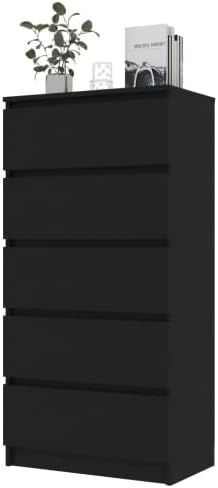 HURRISE Fekete Tároló Fiók, Fiók Egység 60x35x121cm Egyszerű Design, 5 Fiókos Fiatalok számára a Haza Nappali Bútorok