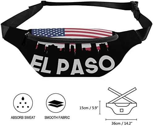 El Paso Tx, Amerikai Zászló Nyomtatott Fanny Csomag Derék Öv, Táska, Sport, Futás, Túrázás, Utazás, Edzés