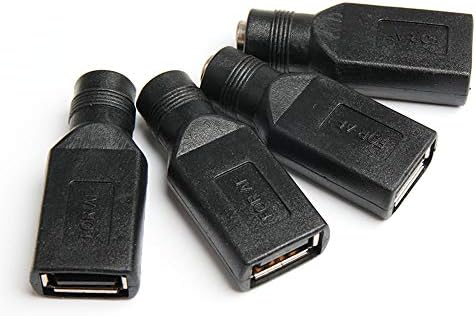 Acxico 4 db USB Női 5,5 mm x 2.1 mm-es Női EGYENÁRAMÚ Átalakító Töltő Adapter Csatlakozó