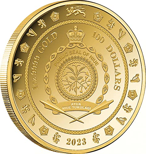 2023 DE Modern Megemlékező PowerCoin Károly Király Iii Koronázási Korona 1 Oz Arany Érme 100$ Niue 2023 Bizonyíték