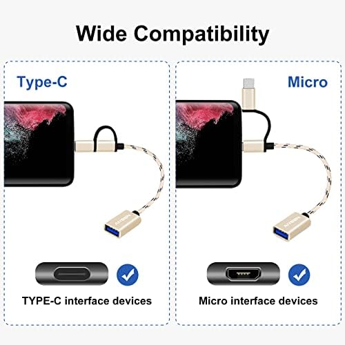 AIYEEN 2-in-1 USB-C/Micro-USB Adapter, USB C-USB 3.0, USB-Android OTG Adapter Kábel Kompatibilis a MacBook Pro Android a