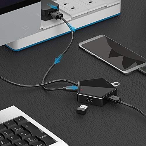 JAHH USB-Hub USB Hub，Négy USB 3.0 Hub Micro Külső Hatalom Lyuk nagysebességű Négy Port Elosztó (Szín : Fekete)