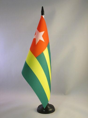 AZ ZÁSZLÓ Togo Táblázat Zászló 5 x 8 - Togói Asztal Zászló 21 x 14 cm - es, Fekete Műanyag pálca, Bázis