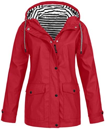 Eső Kabátok Női 2022 Plus Size egyszínű Vízálló Cipzár Kabát Kapucnis Cipzáras Fel Húzózsinórral Plus Size Felsőruházat