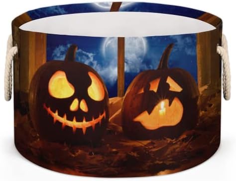 Halloween Tök Lámpás 24 Nagy, Kerek Kosarak Tároló Szennyes Kosár fogantyúval Takaró Tároló Kosár Fürdőszoba Polcok, Tárolók,