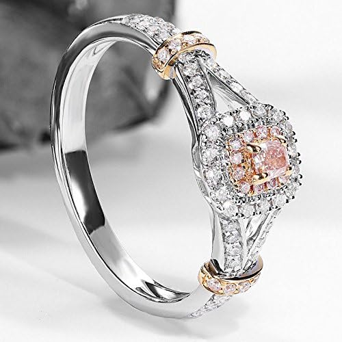 Trükk Pailin Hercegnő Vágott Rózsaszín CZ 925 Ezüst Eljegyzési Gyűrű Női Rose Gold Gyűrű Mérete 5-10 (5)