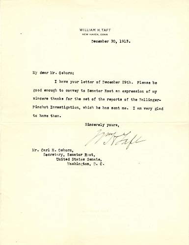Által aláírt levelet Wm. H. Taft