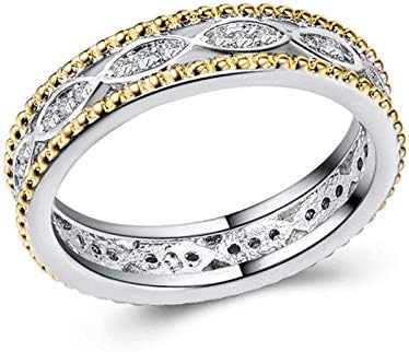 Trükk Pailin Elegáns, Két Hang 925 Ezüst Esküvői Gyűrű Női Fehér Zafír Méret 6-10 (10)